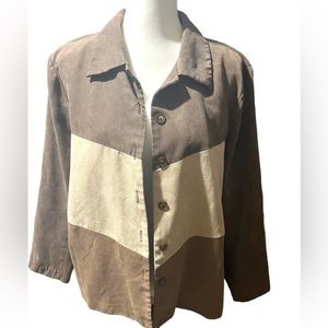 Bon Worth brown tone button up light jacket/blazer size medium petite